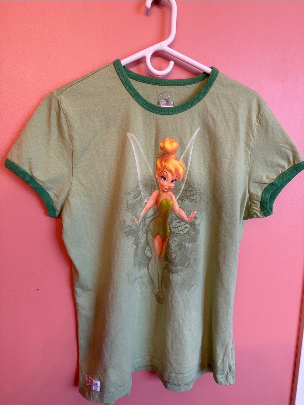 Disney Green Tinker Bell Ringer Short Sleeve Tee